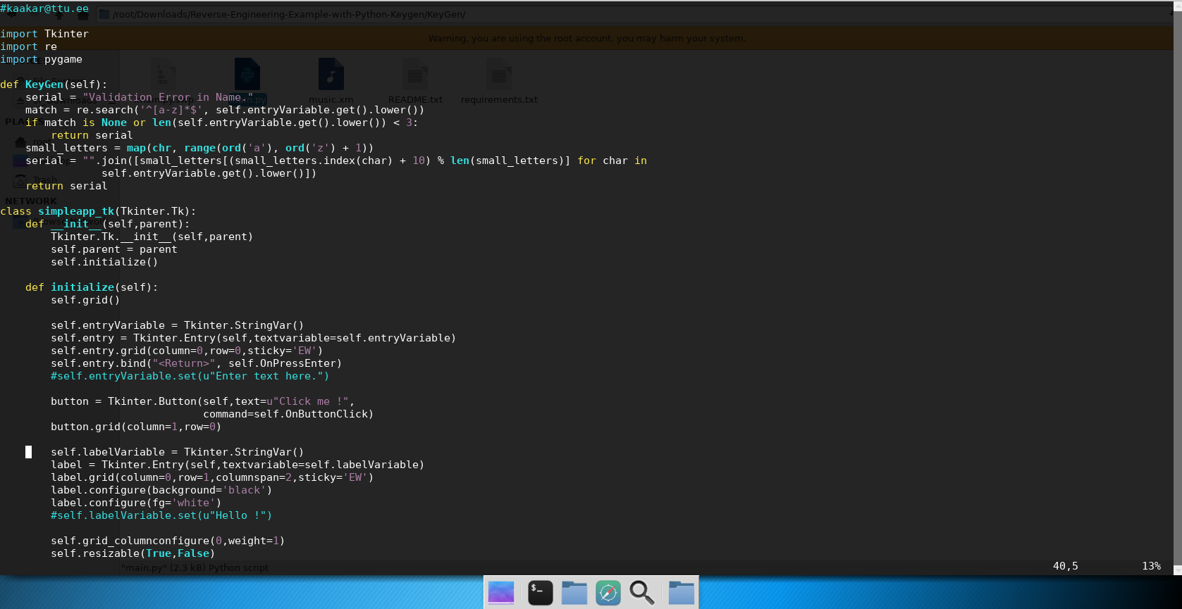 Keygen interface